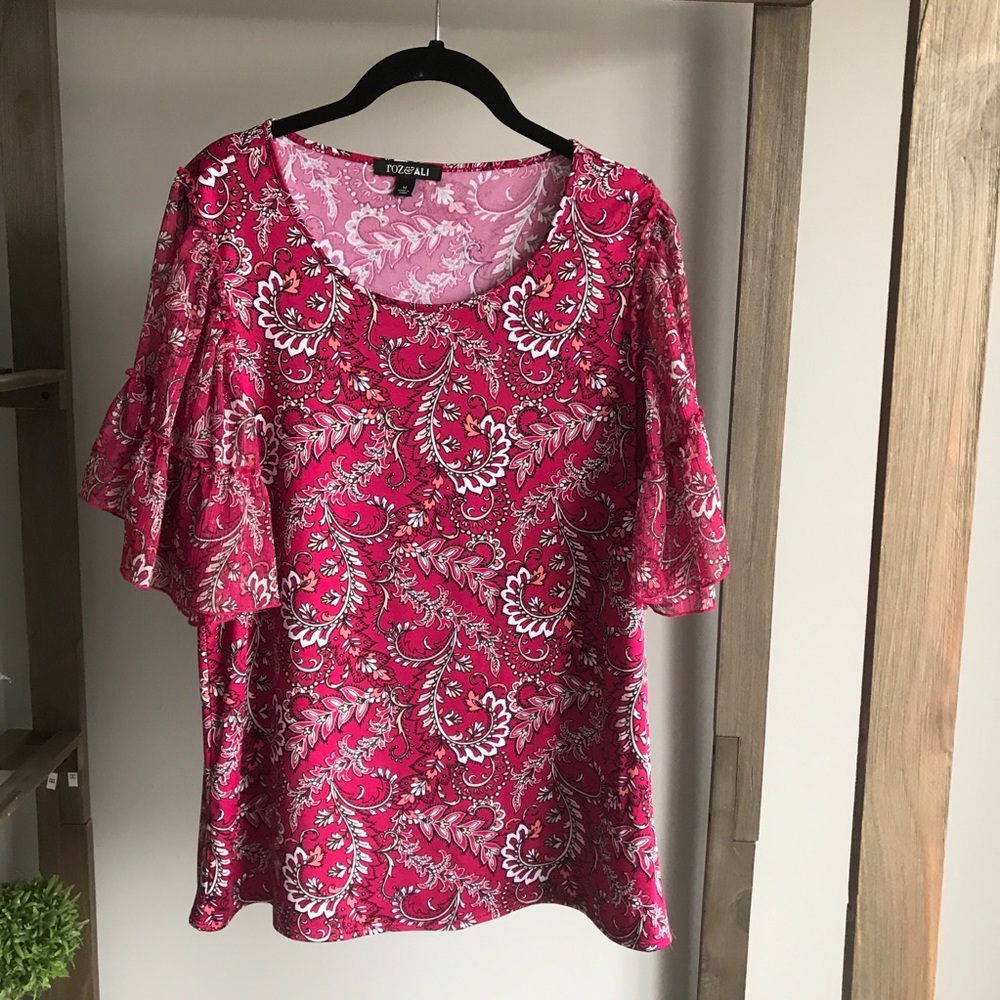 Roz & Ali Paisley Print Red Top